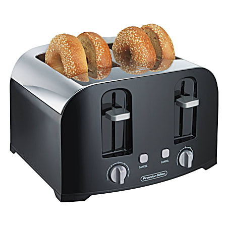Proctor Silex 4-Slice Silver/Black Cool-Wall Toaster