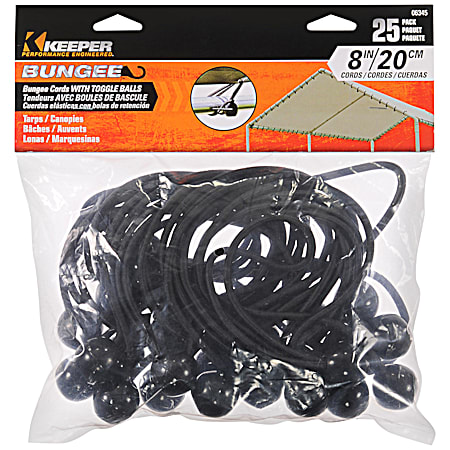 Toggle Ball Bungee Cords - 25 Pk