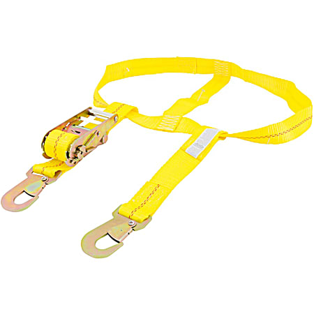 6.5 ft Yellow Over-the-Wheel Tie-Down w/ Flat Snap Hooks