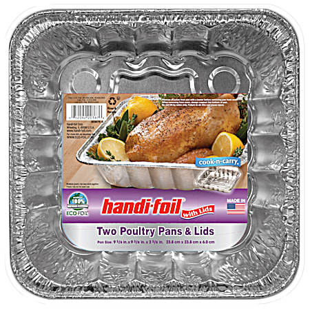 Eco-Foil 2 pk Cook-n-Carry Poultry Pan w/Lid