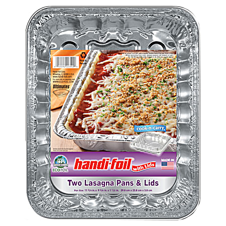 Eco-Foil 2 pk Cook-n-Carry Lasagna Pan w/Lid