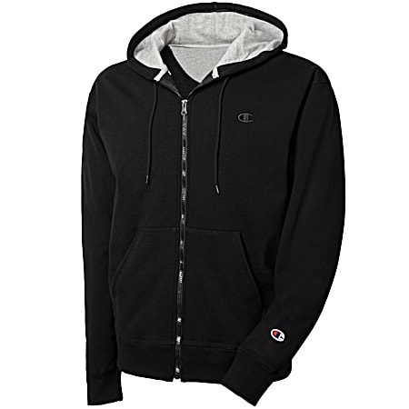 Men's Powerblend Black Full Zip Hooded Jacket