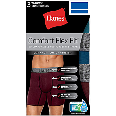 Men's Assorted Comfort Flex Fit Modal Boxer Briefs - 3 Pk