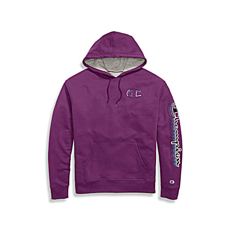 Men's Powerblend Dark Berry Purple Graphic Long Sleeve Dual Blend Hoodie