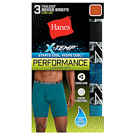 Hanes Men's X-Temp Performance Tagless Long Length Boxer Briefs - Assorted, 3 Pk