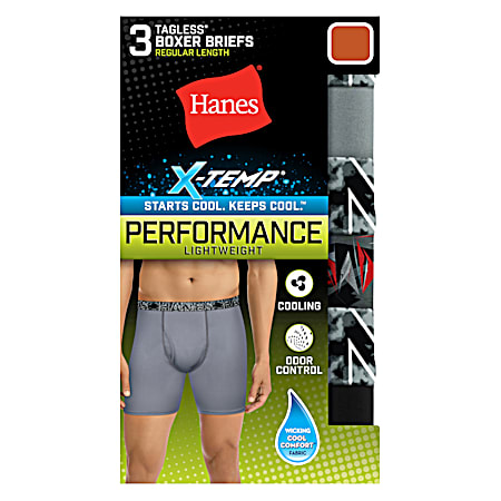 Hanes Men's X-Temp Performance Tagless Regular Length Boxer Briefs - Assorted, 3 Pk