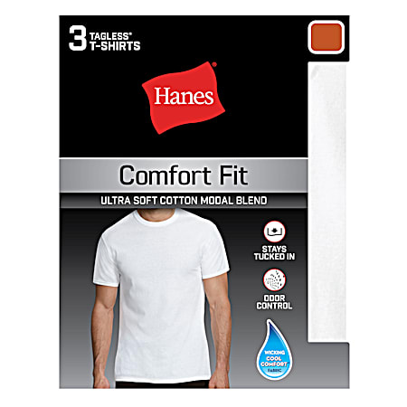 Men's White Comfort Fit Short Sleeve Shirts - 3 Pk