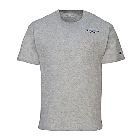 Men's Classic Grey Logo Graphic Crew Neck Short Sleeve T-Shirt