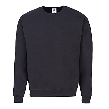 Hanes Men's EcoSmart Black Crew Neck Long Sleeve Fleece Sweatshirt