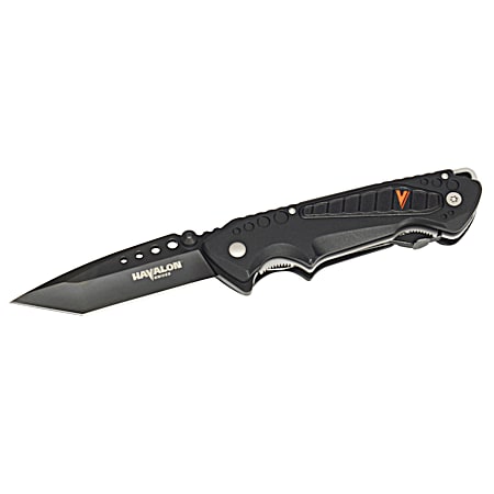 EXP Black Tanto-Style Folding Knife