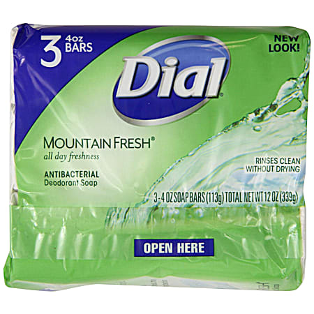 Dial 4 oz Mountain Fresh Antibacterial Bar Soap - 3 Pk