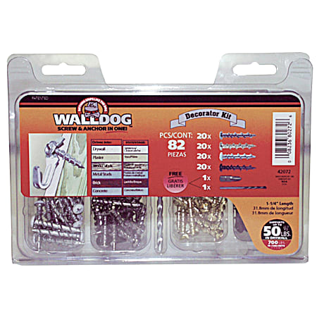 Walldog 1-1/4 in x 3/16 in PHP Self-Drilling Wall Anchors - 82 Pk
