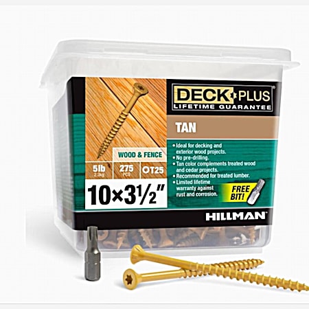 Hillman #10x3.5 in Deck Plus Star-Drive Tan Deck Screws - 5 lb