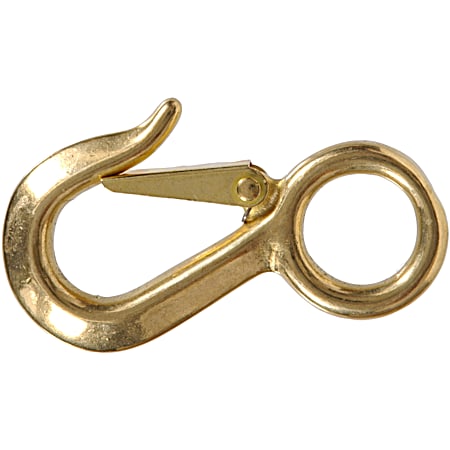 Round Fixed-Eye Snap Hook - Solid Brass