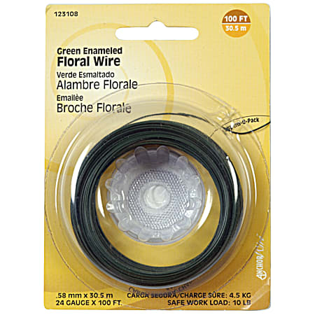 24 ga Green Enameled Floral Hobby Wire - 100 ft