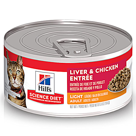 Science Diet Adult Light Liver & Chicken Entree Wet Cat Food, 5.5 oz can
