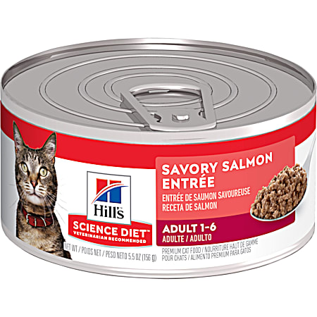 Science Diet Adult 1-6 Savory Salmon Entrée Wet Cat Food, 5.5 oz Can