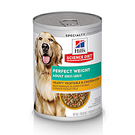 Science Diet Adult Perfect Weight Hearty Vegetable & Chicken Stew Wet Dog Food, 12.5 oz Can