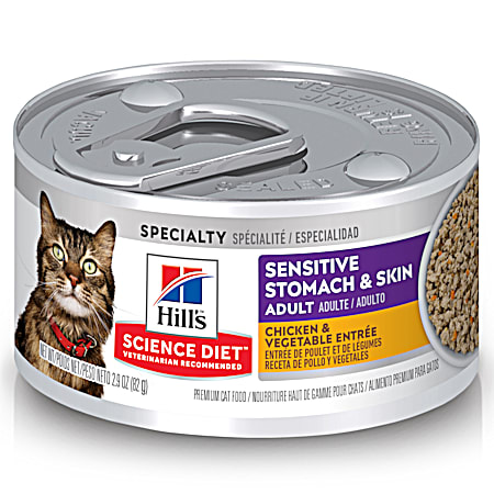 Hill's Science Diet Adult Sensitive Stomach & Skin Chicken & Vegetable Entree Wet Cat Food