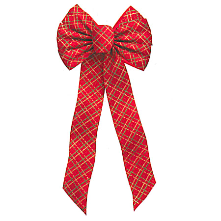 22 in Red Plaid Bow w/ Glitter