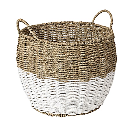 Large Natural/White Round Seagrass Basket