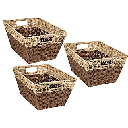 3 pc Natural/Brown Rectangle Nesting Baskets