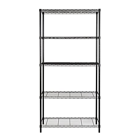 5-Tier Black Adjustable Storage Shelves