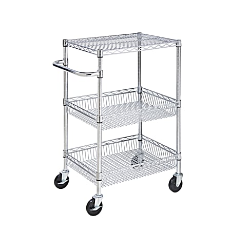 3-Shelf Chrome Rolling Utility Cart