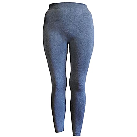 Women's Grey Marled Lined Seamless Polyester Leggings