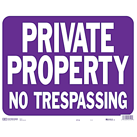 14.5 in x 18.5 in Purple Private Property/No Trespassing Sign