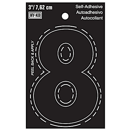 3 in Black Adhesive Vinyl Die Cut Number 8
