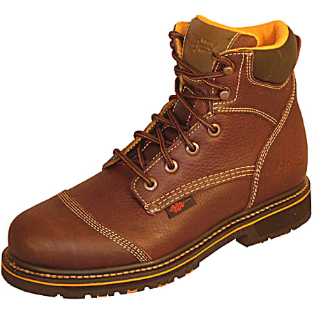 Men's Medium Dark Brown Soft Toe Leather Work Boots