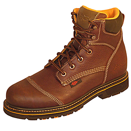 Men's Wide Dark Brown Soft Toe Leather Work Boots