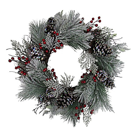 24 in Snow/Glitter Berry/Pinecone Spiral Vine Wreath