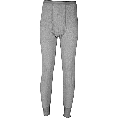 Men's Heather Grey Thermal Waffle Knit Base Layer Bottoms