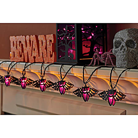 10 ct Purple Metal Bat w/ Frosted PVC String Light Set