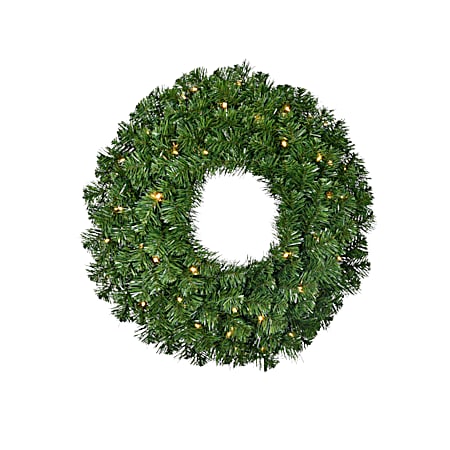 24 in Battery-Operated Wreath w/ 50 Clear LED Lights & Timer
