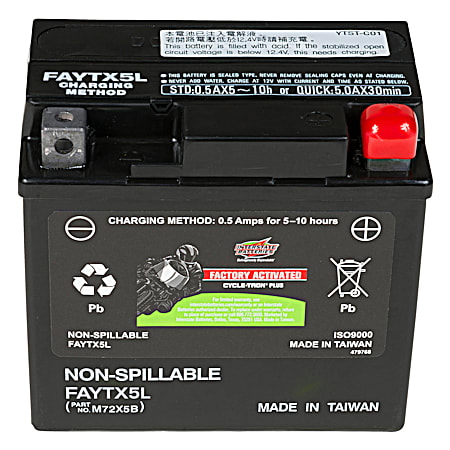 Factory-Activated AGM Powersports Battery Grp 5L 80 CCA