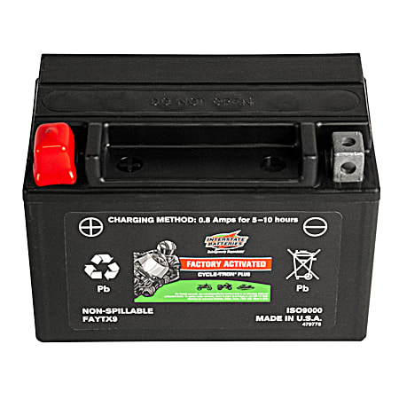 Interstate Batteries Factory-Activated AGM Powersports Battery Grp 9 135 CCA