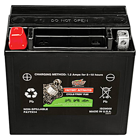 Interstate Batteries Factory-Activated AGM Powersports Battery Grp 14 200 CCA