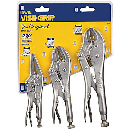 Vise Grip The Original Curved & Long Nose Locking Pliers w/ Wire Cutter - 3 Pk