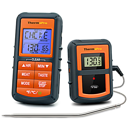 Orange/Black Wireless Cooking Thermometer w/ Medium Probe