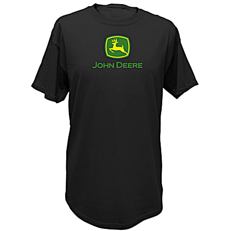 Men's Black Graphic Logo Crew Neck Short Sleeve Cotton T-Shirt