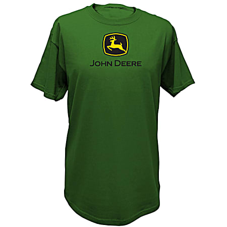 Men's Green Graphic Logo Crew Neck Short Sleeve Cotton T-Shirt