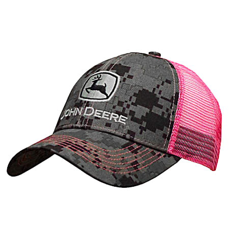 John Deere Ladies' Digital Camo & Pink Mesh Logo Cap