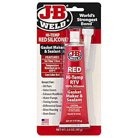 J-B Weld Hi-Temp Red Silicone 3 oz Gasket Maker & Sealant