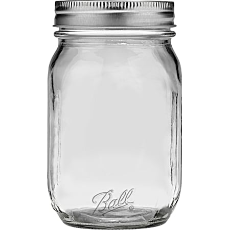 Pint Clear Regular Mouth Glass Canning Jars - 12 Pk