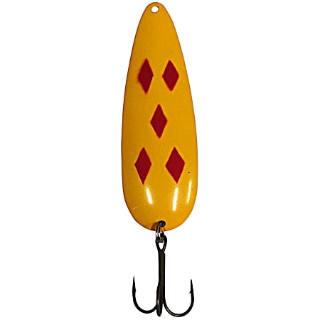 Yellow Five Dot Treble Hook Casting Spoon