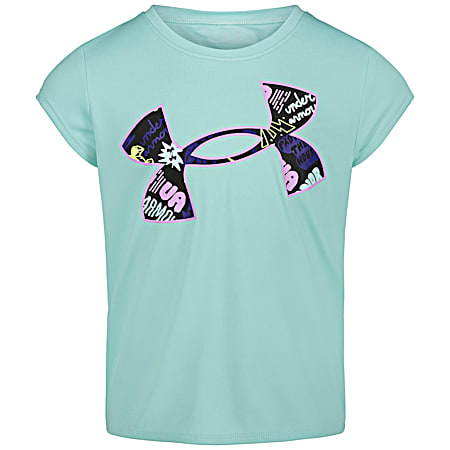 Little Girls' Tile Blue/Pacific Purple Big Logo Graphic Crew Neck Short Sleeve T-Shirt