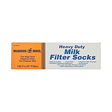 2 in x 24 in Heavy-Duty Milk Filter Socks - 100 Pk